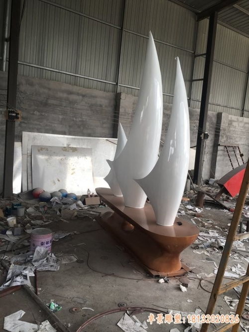 广场帆船不锈钢雕塑 哈尔滨白钢雕塑帆船厂